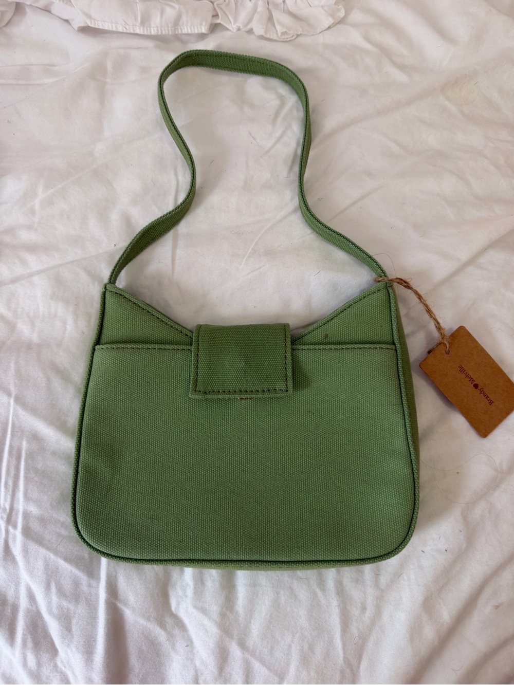 Brandy Melville NWT Elegant Green Shoulder Bag - Women's Canvas Purse